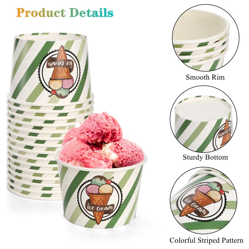 DEAYOU 240 Pack Paper Ice Cream Cups, 8 oz Disposable Dessert Bowls, Treat Cups for Sundae, Parfaits, Frozen Yogurt, Soup, Snack, Party Supplies, Colorful Stripes, 6 Styles - Image 3